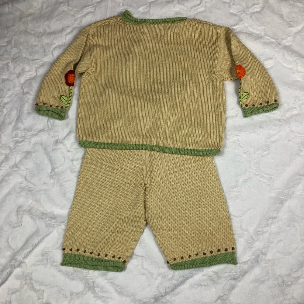 Zackali 4 Kids Red Flowers Knit Outfit size 3/4 - Picture 11 of 13